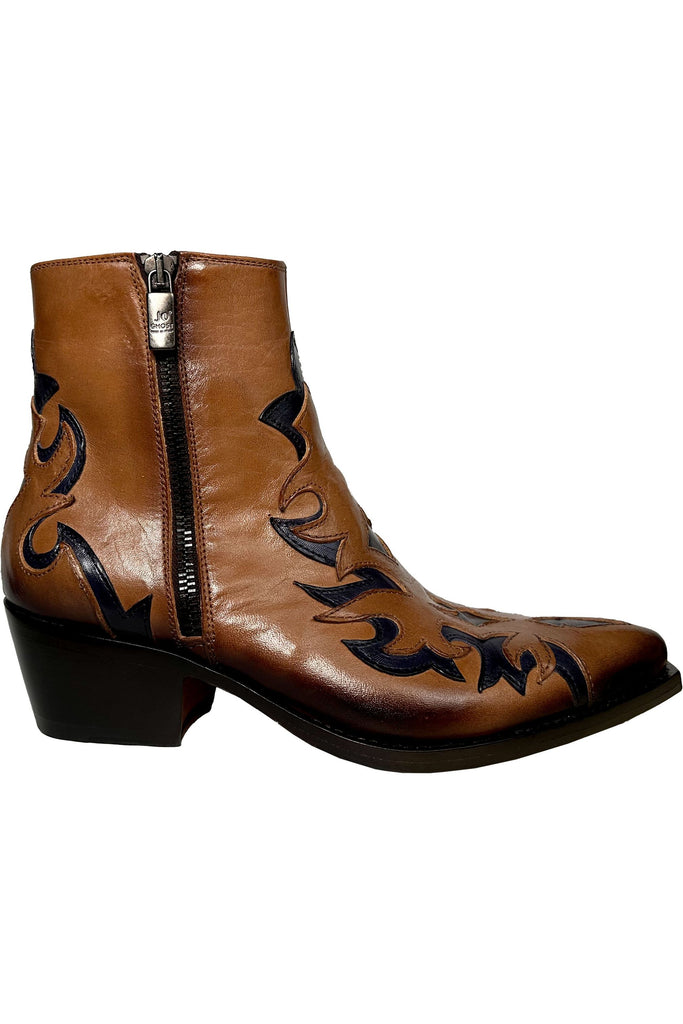 Jo Ghost Tanya 3307 Western Ankle Boot | Tan/Blue