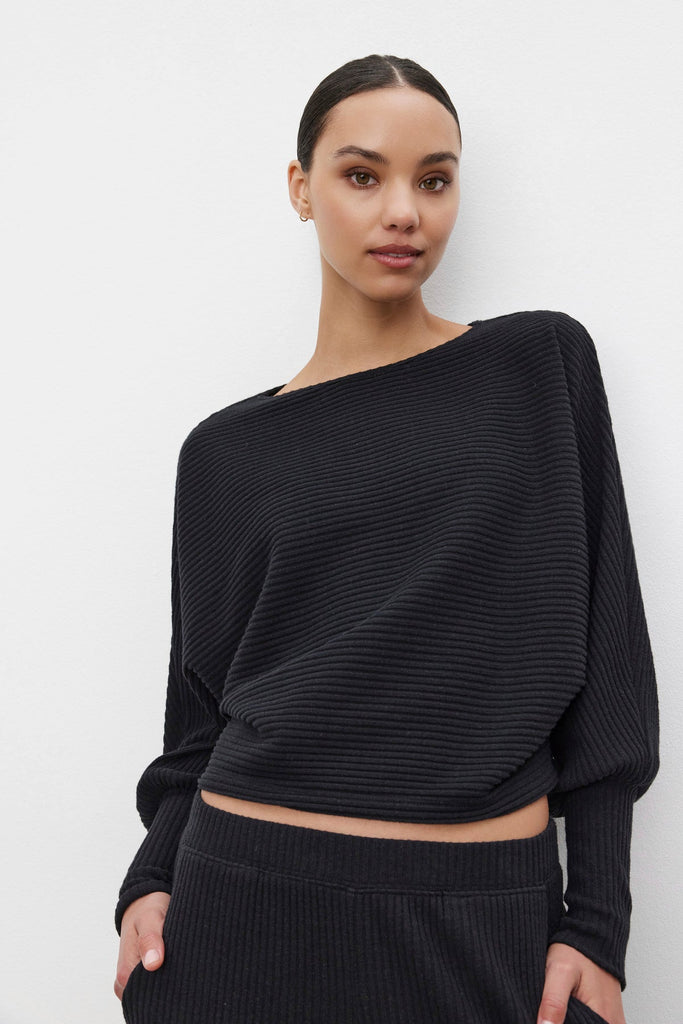 Velvet by Graham & Spencer Desiree Ribbed Top | Black