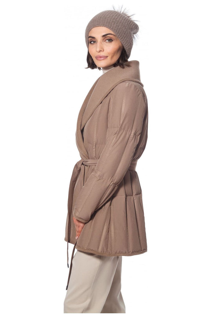 Linda Richards 30" Wool Goose Down Wrap Coat 9032 | Camel