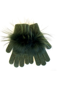 Linda Richards Pom Pom Gloves GL04 | Olive